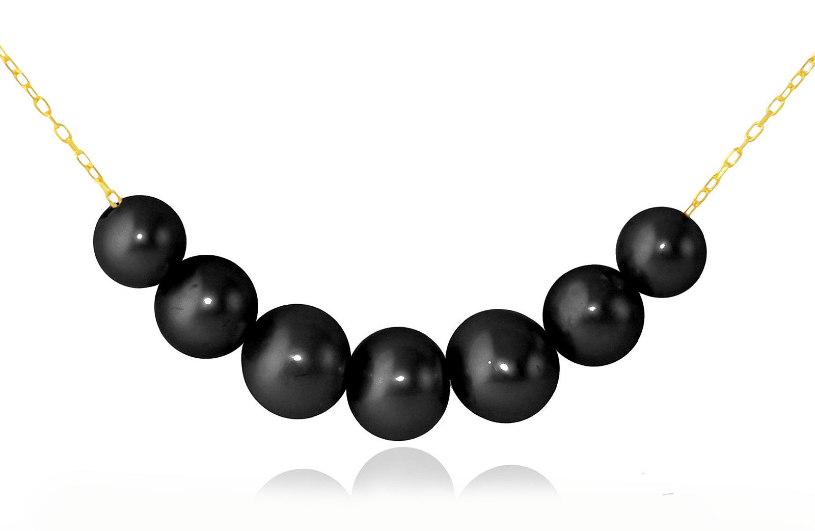 Vera Perla  18k Solid Gold 5-7mm gradual  Black  Pearl Necklace