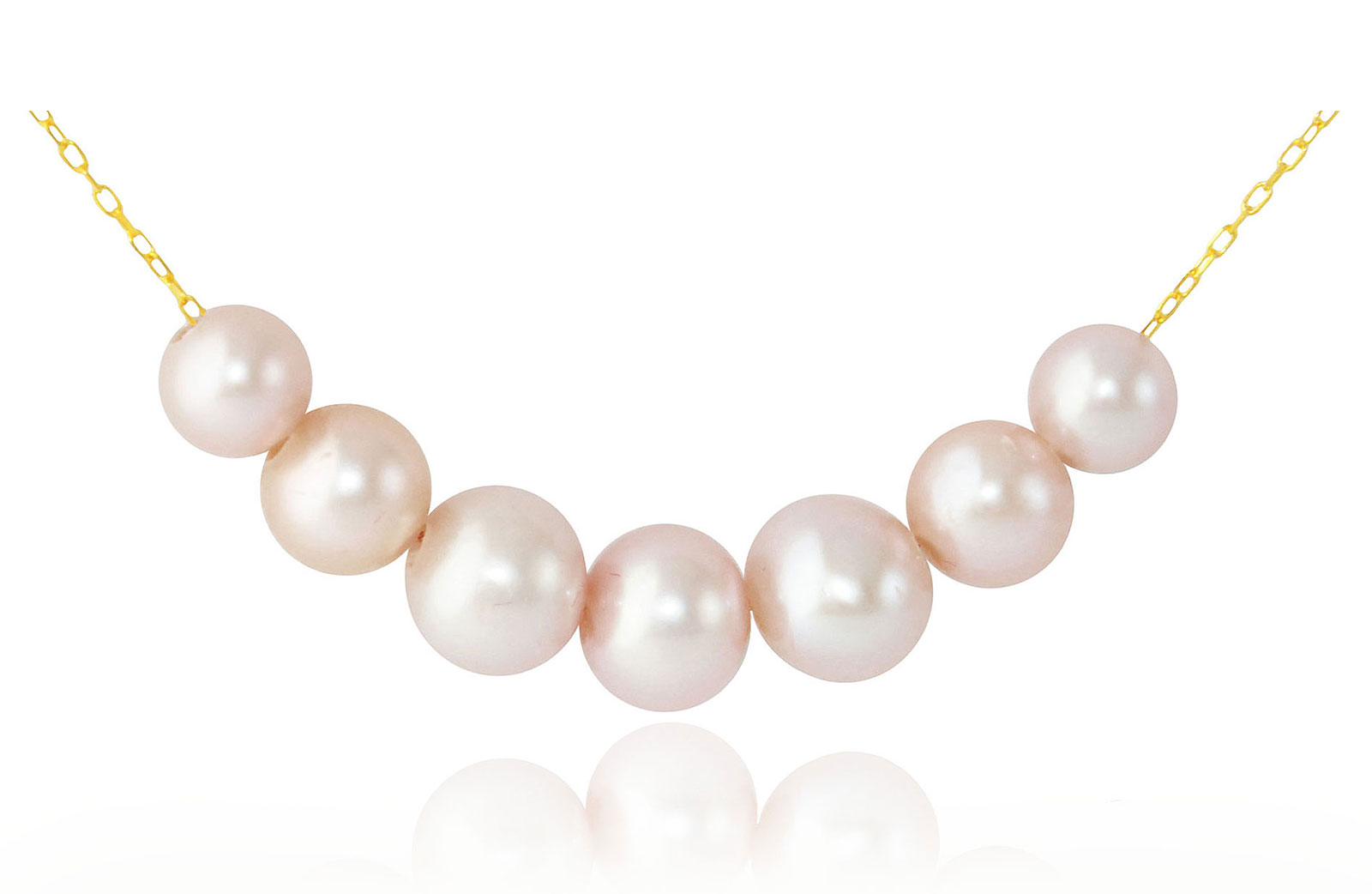 Vera Perla  18k Solid Gold 5-7mm gradual Light Purple-Lavender  Pearl Necklace