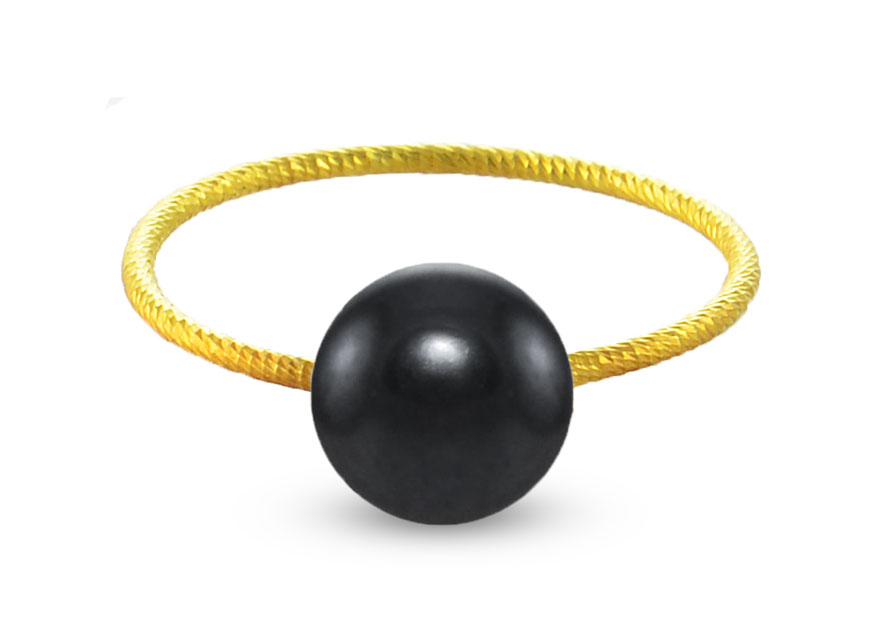 Vera Perla 10k Gold, 7mm Black Pearl Ring