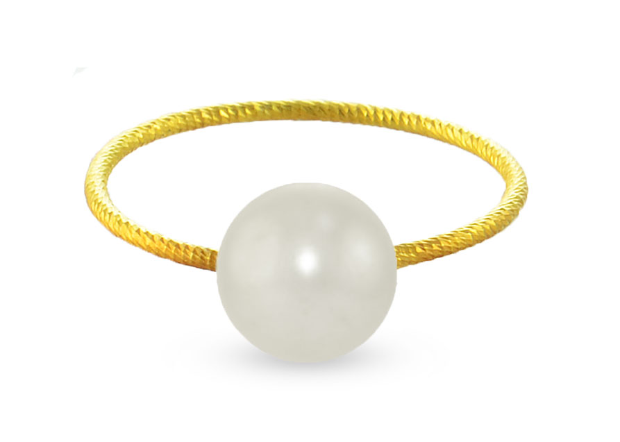 Vera Perla 10k Gold, 7mm White Pearl Ring