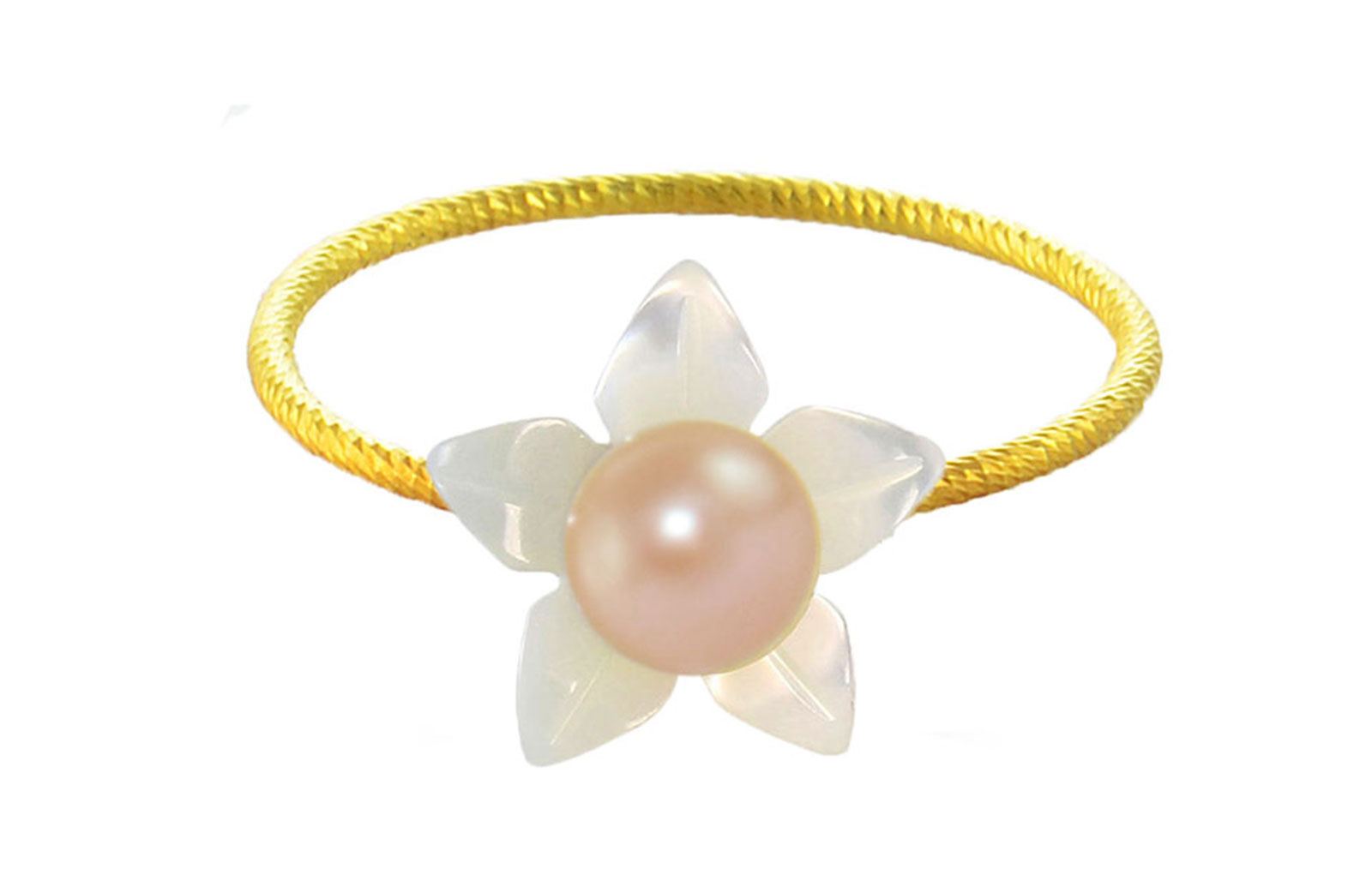 Vera Perla 10k Gold, Delicate 4mm Purple Pearl Flower Shell Ring