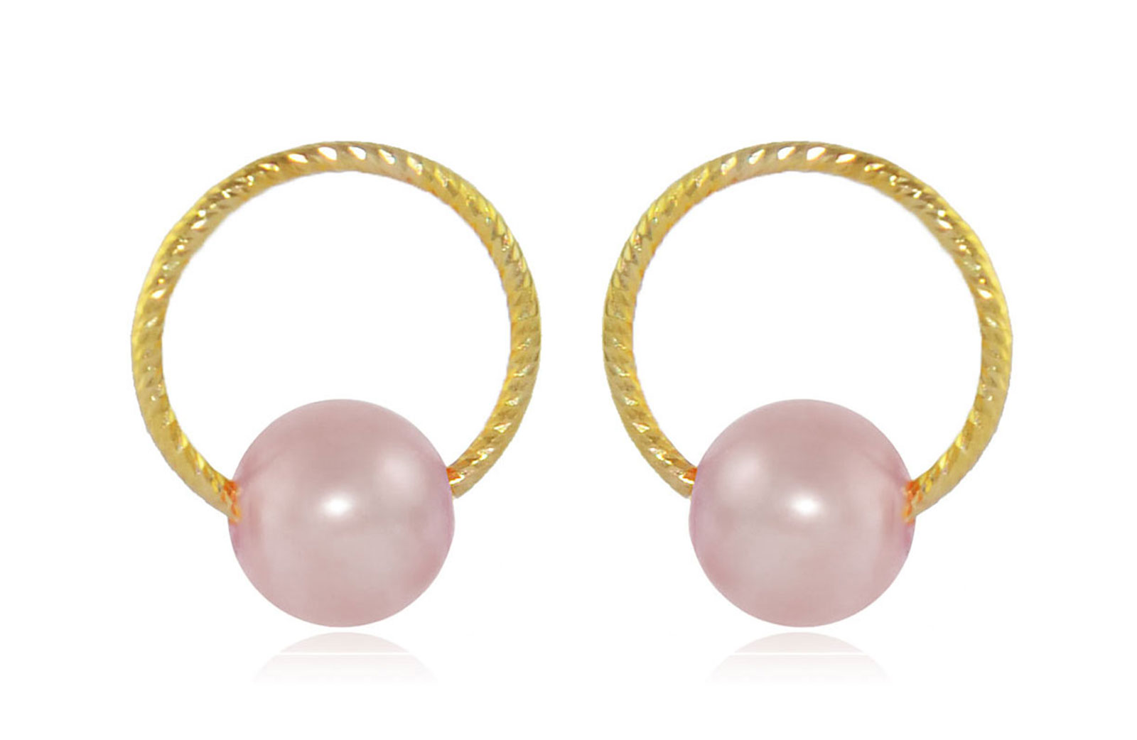 Vera Perla 10k Gold, Delicate 7mm Purple Round Pearl Hoop Earrings
