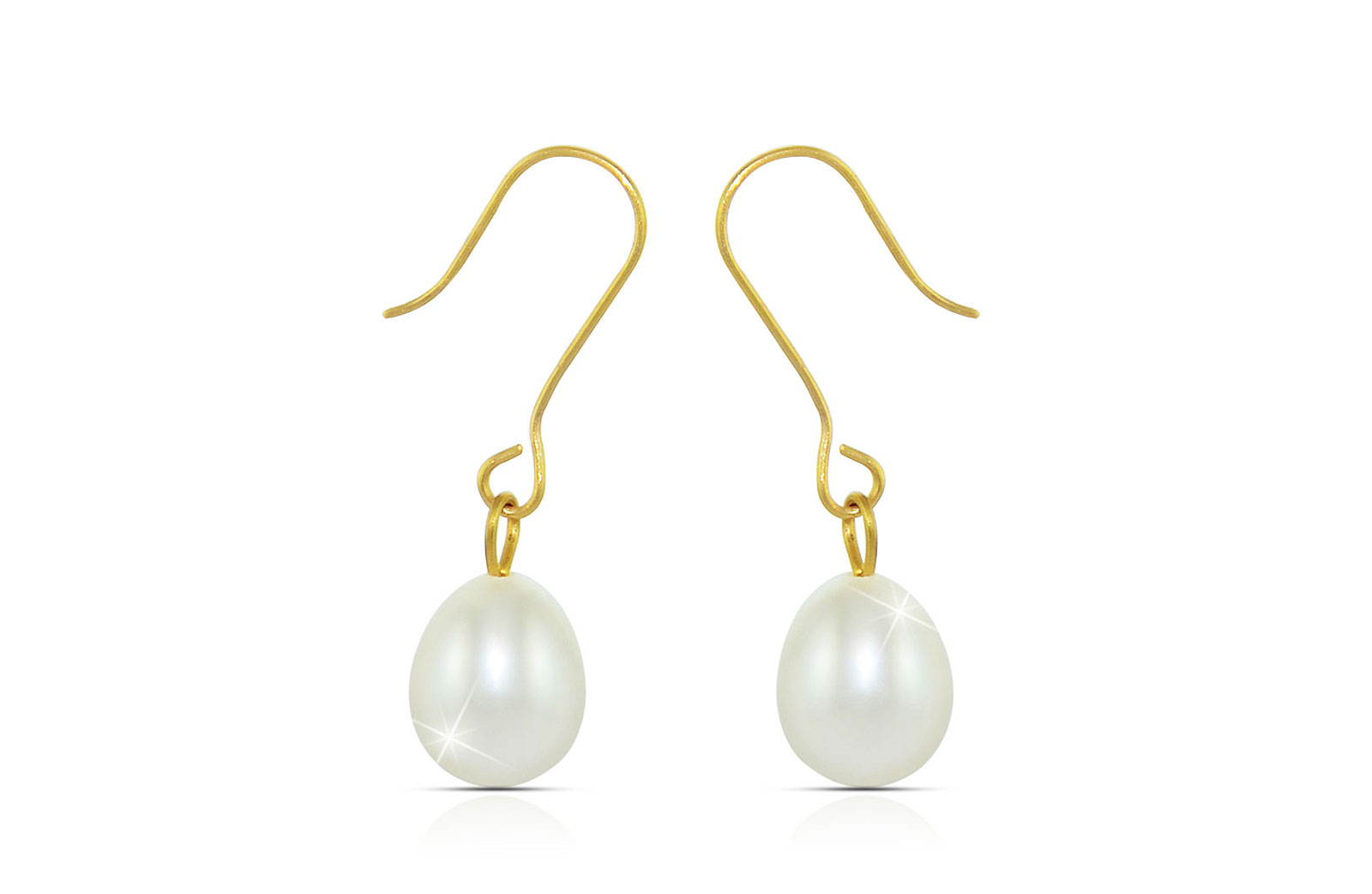 Vera Perla 10K Gold Genuine 7mm White Pearl Delicate Earrings