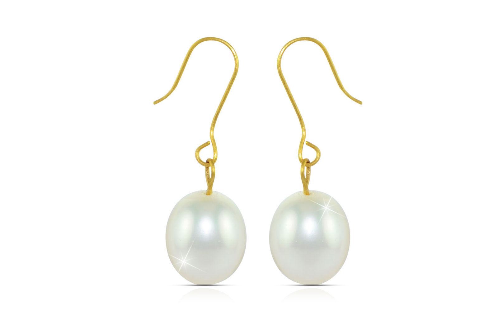 Vera Perla 10K Gold Genuine Baroque 9mm Pearl Delicate Earrings