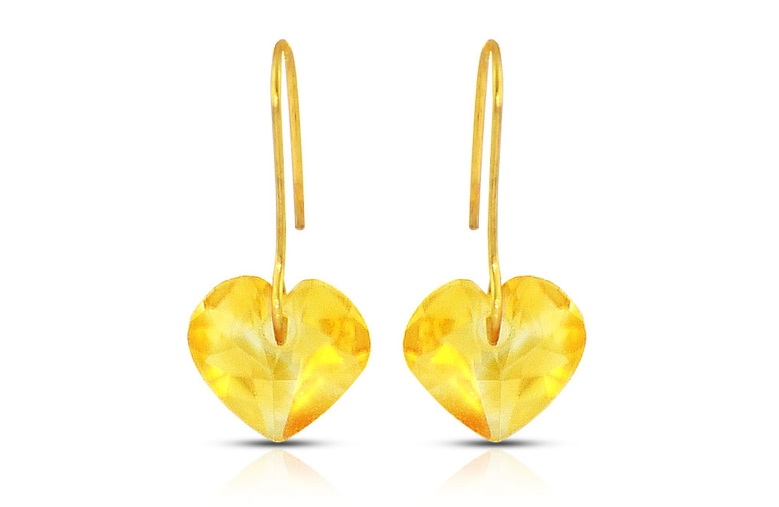 Vera Perla 10K Gold Genuine Citrine 7mm Heart Earrings