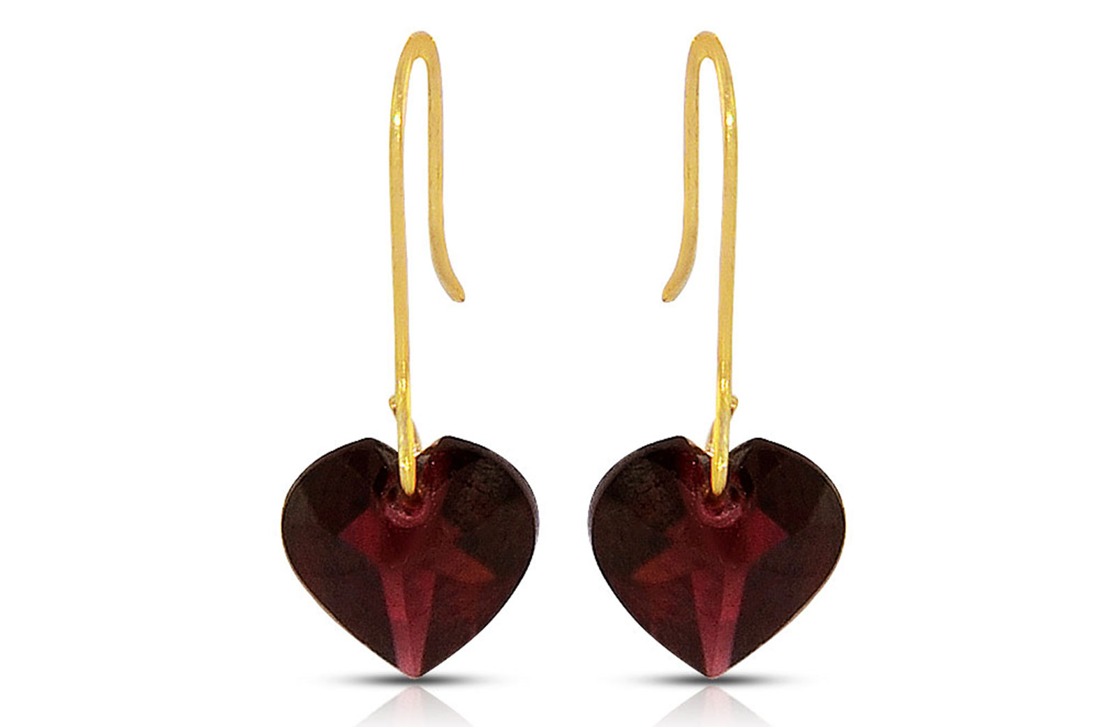 Vera Perla 10K Gold Genuine Garnets 7mm Heart Earrings