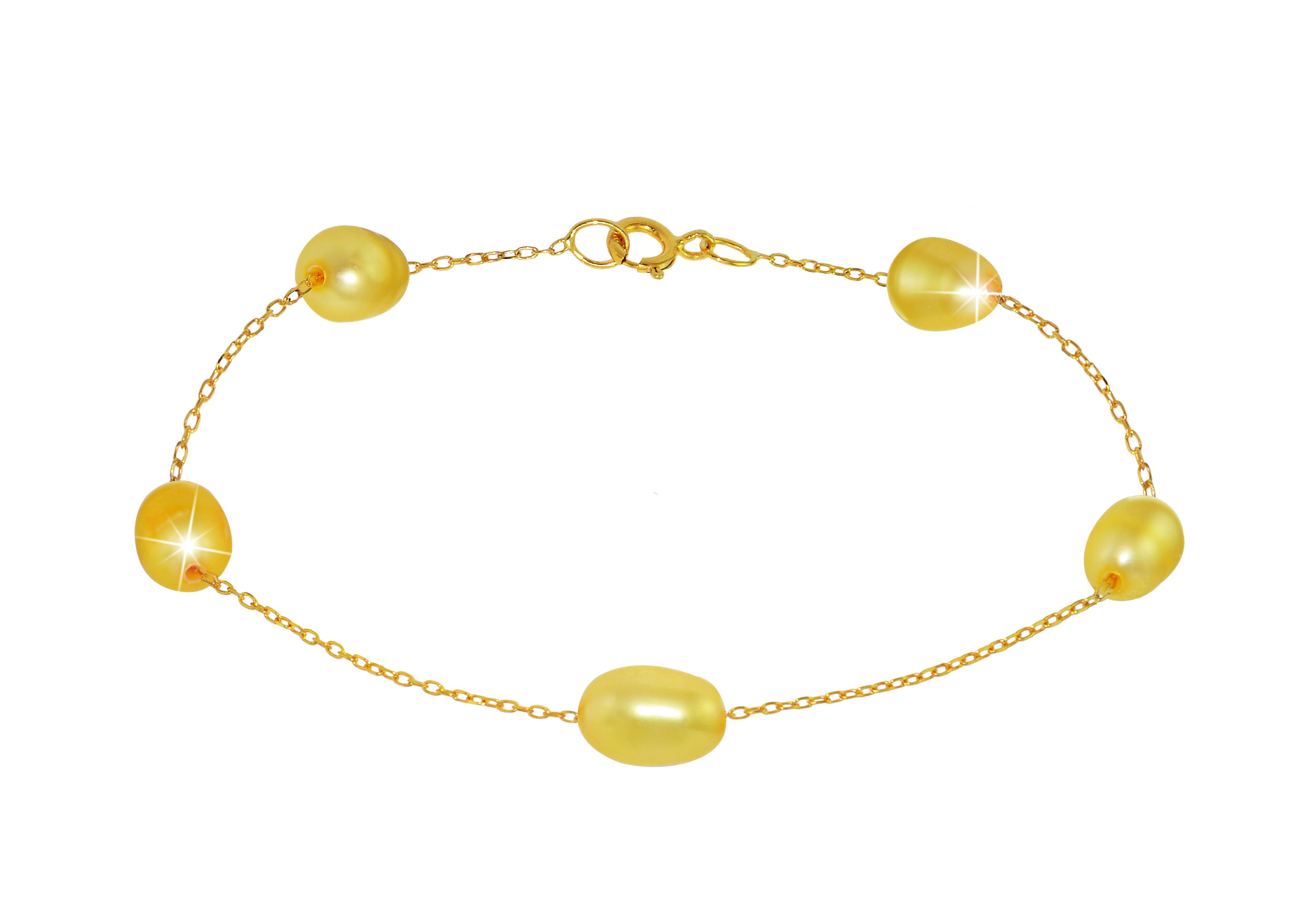 Vera Perla 10K Gold Genuine Golden Pearls Bracelet