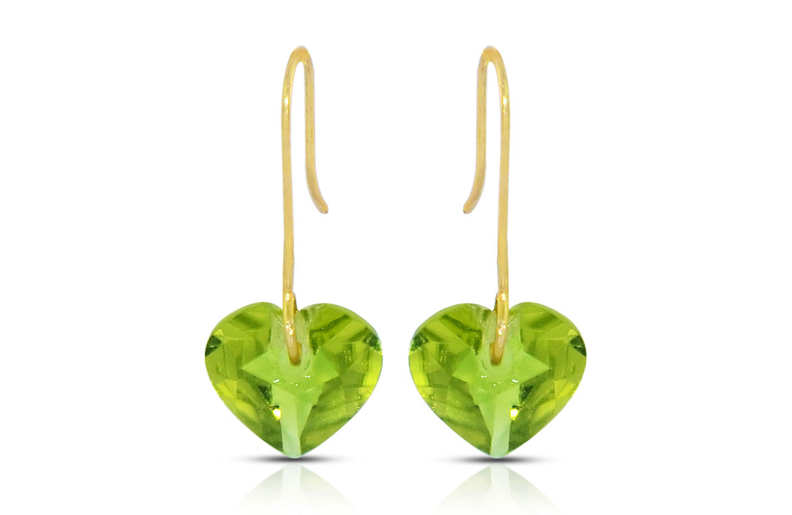 Vera Perla 10K Gold Genuine Peridot 7mm Heart Earrings