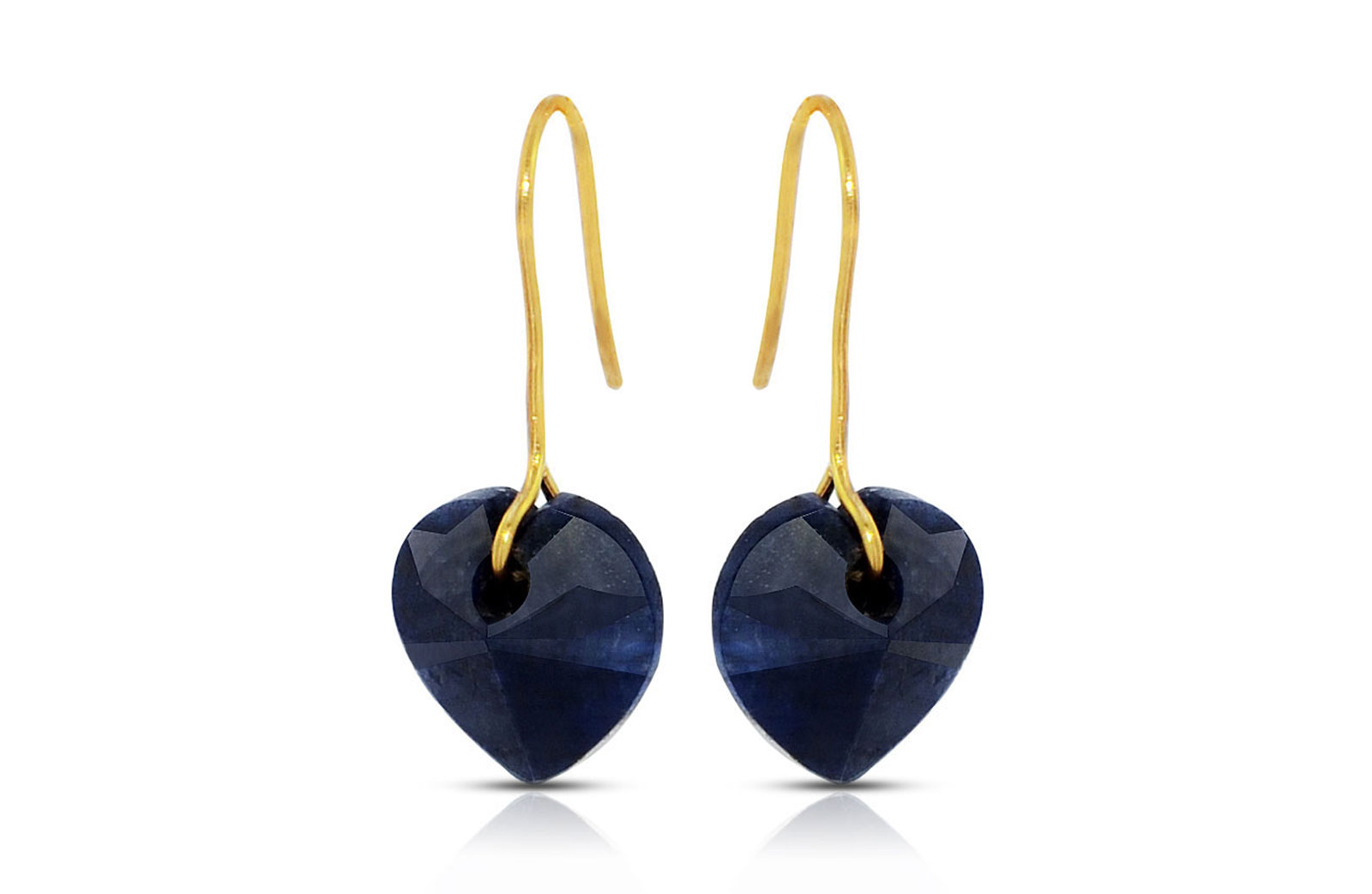 Vera Perla 10K Gold Genuine Sapphire 7mm Heart Earrings