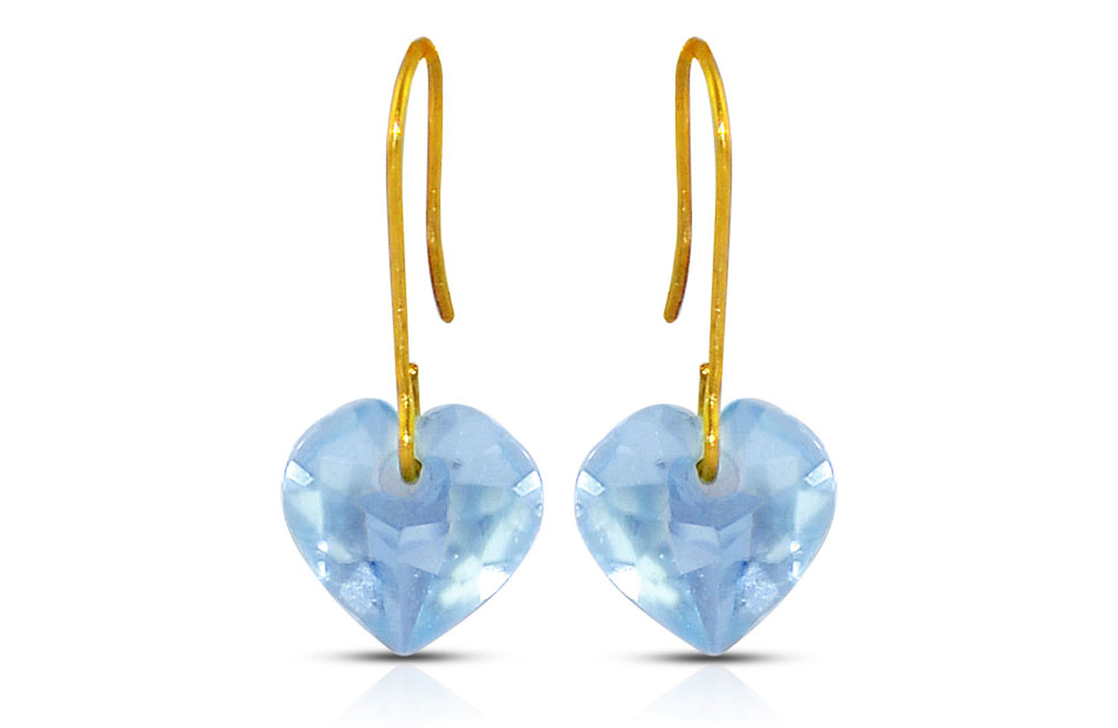Vera Perla 10K Gold Genuine Sky Blue Topaz 7mm Heart Earrings