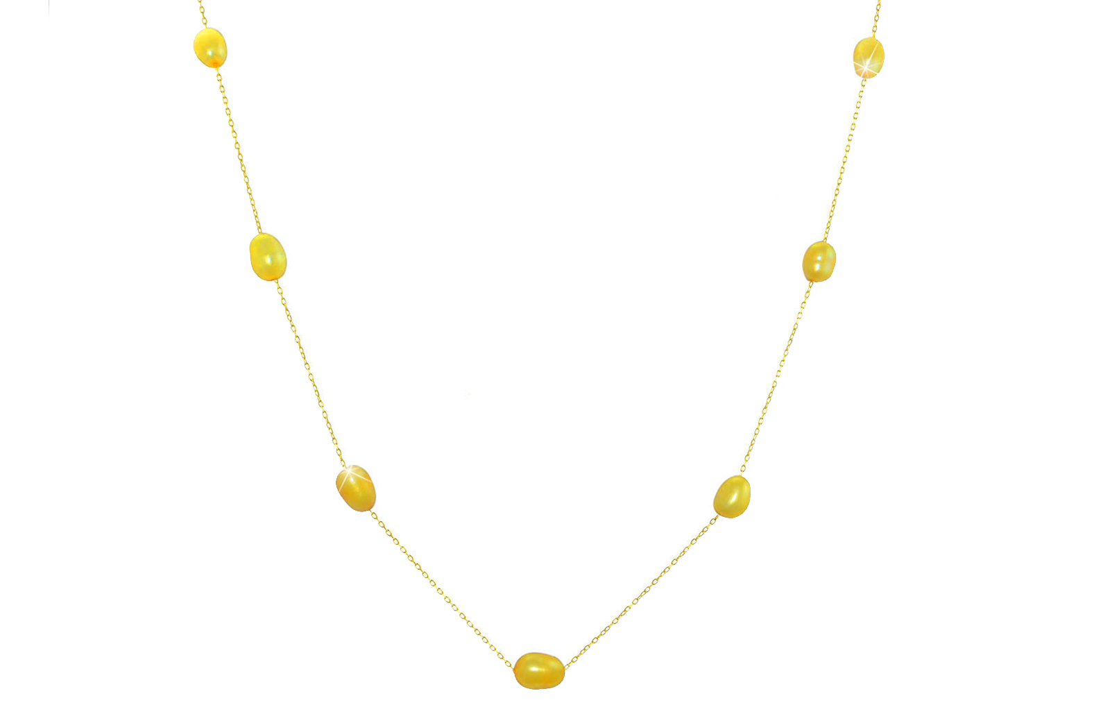 Vera Perla 10K Gold Golden  Pearls Opera Necklace