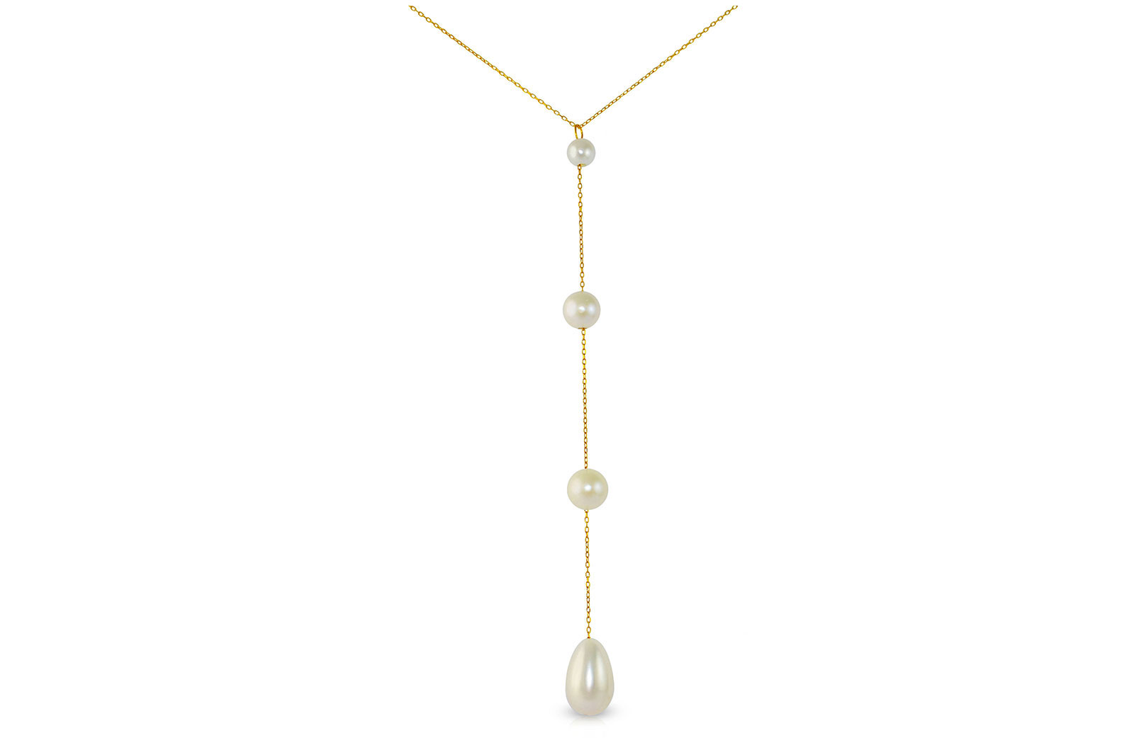 Vera Perla 10K Gold Gradual Built-in with Drop Pearl Necklace 