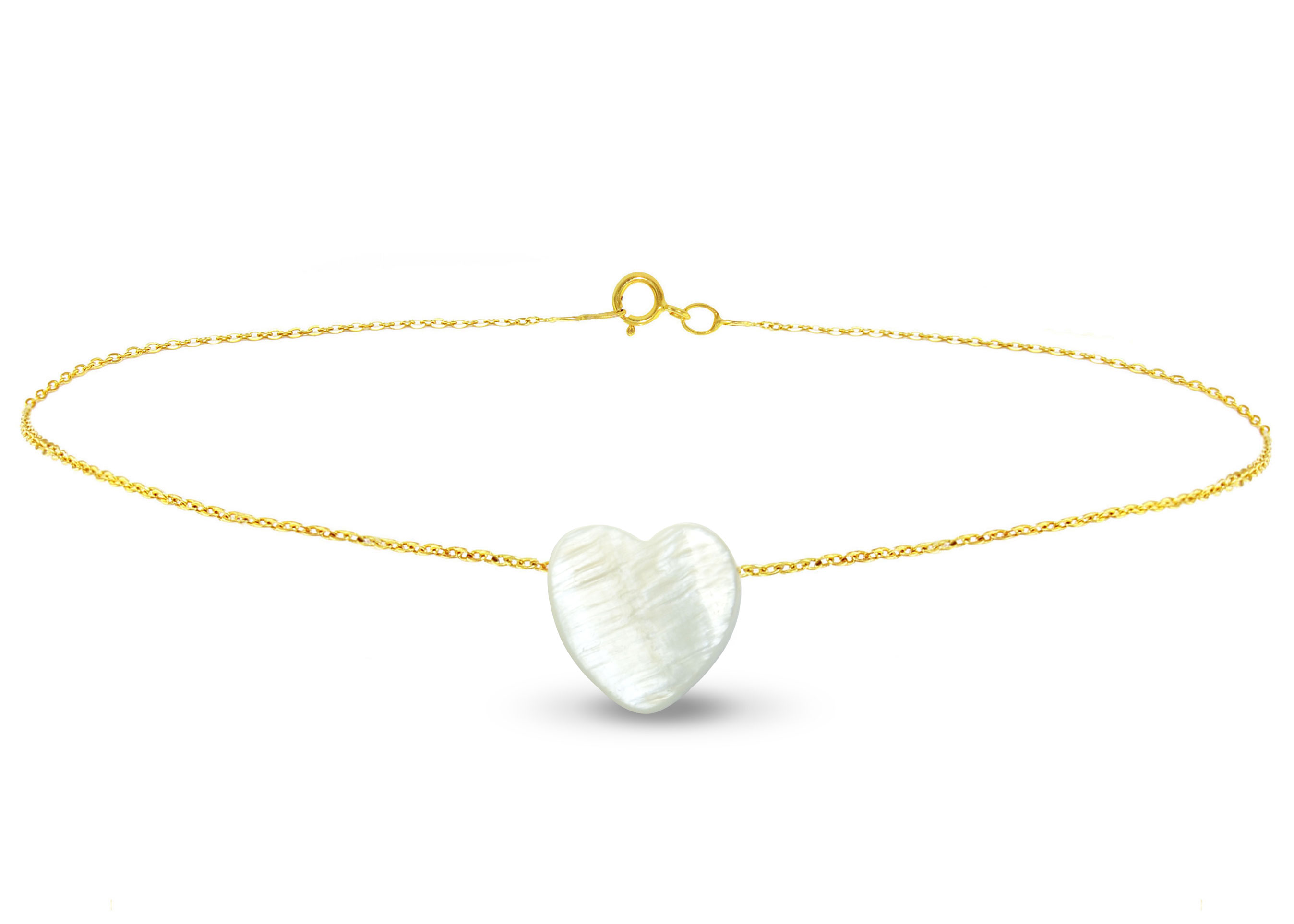 Vera Perla 10k Gold Heart Shape Mother of Pearl Bracelet