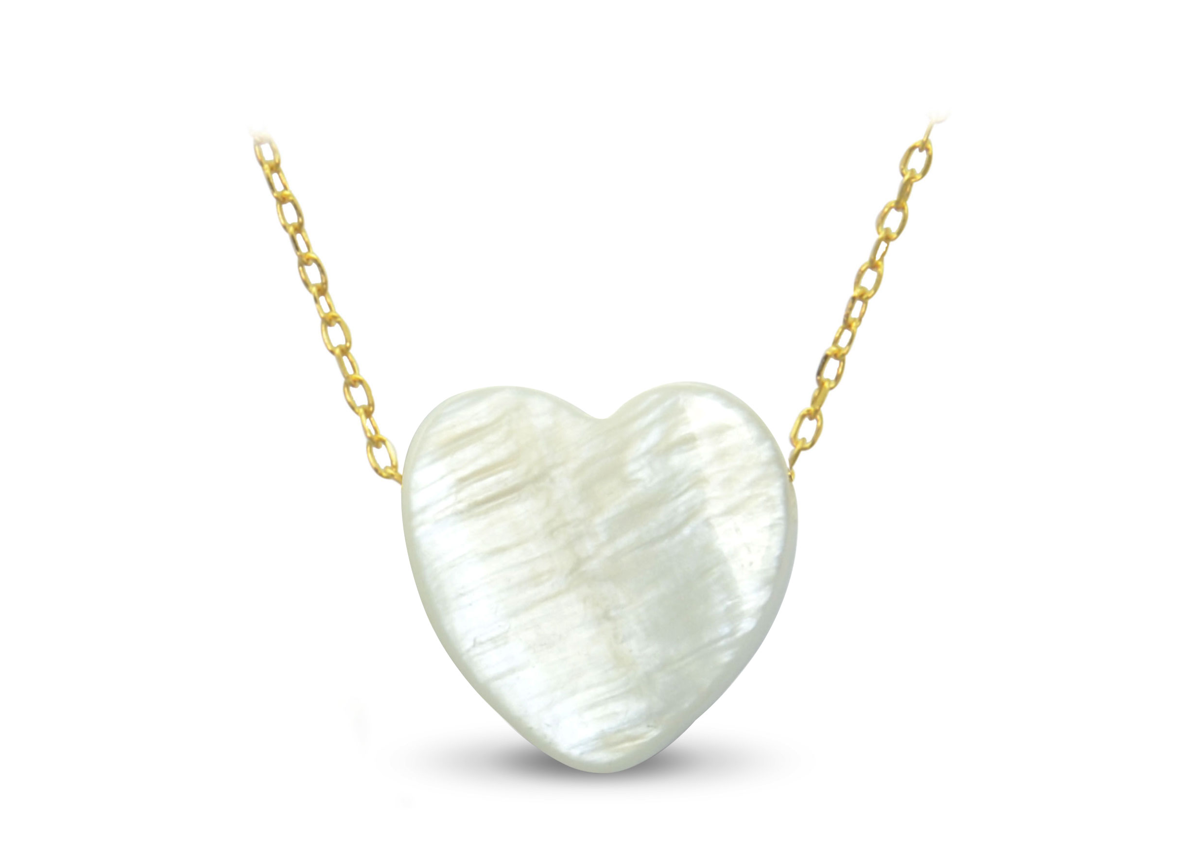 Vera Perla 10k Gold Heart Shape Mother of Pearl Necklace