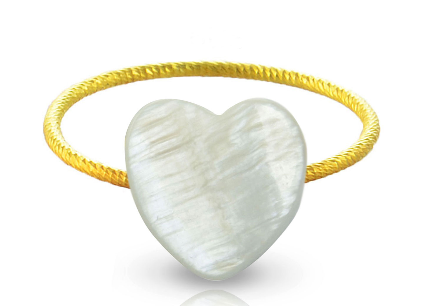 Vera Perla 10k Gold Heart Shape Mother of Pearl Ring