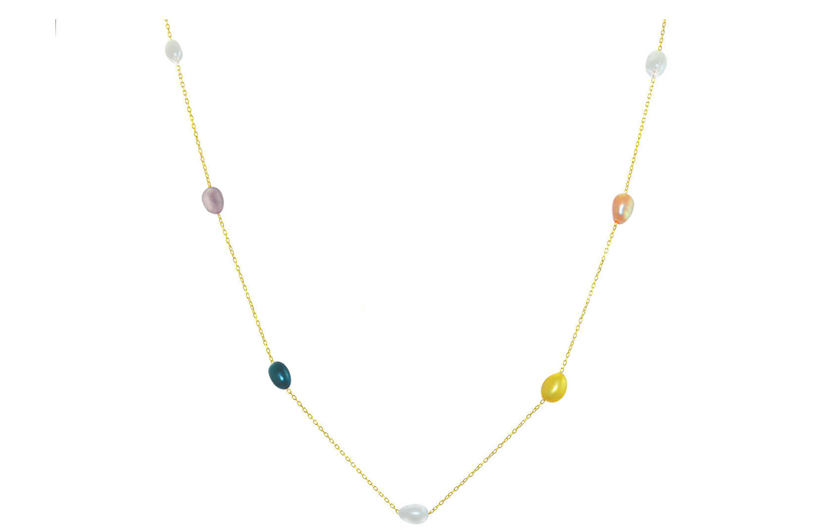 Vera Perla 10K Gold Multicolored Pearls Opera Necklace