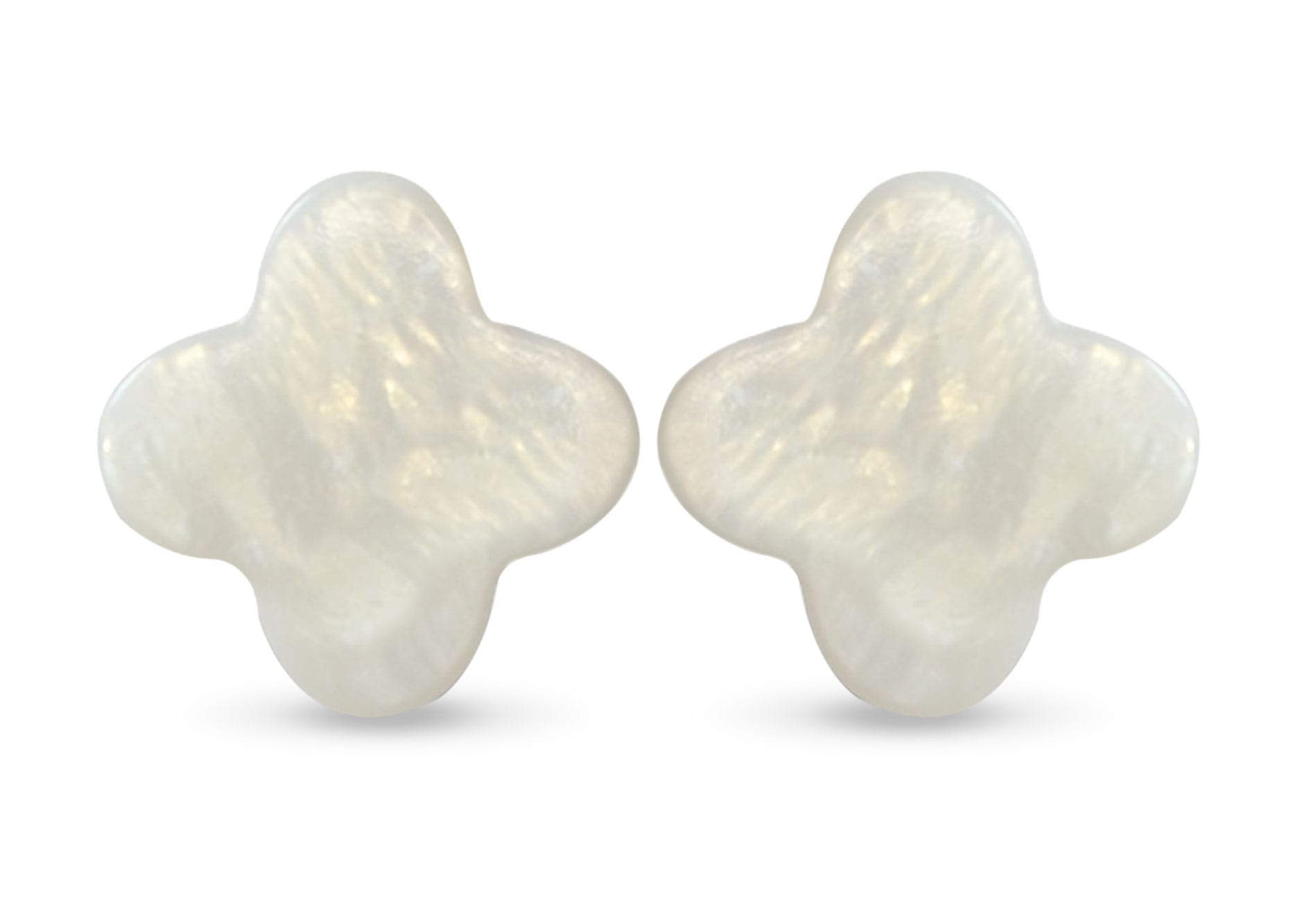Vera Perla 10k Gold Plum Flower Shape Mother of Pearl Earrings