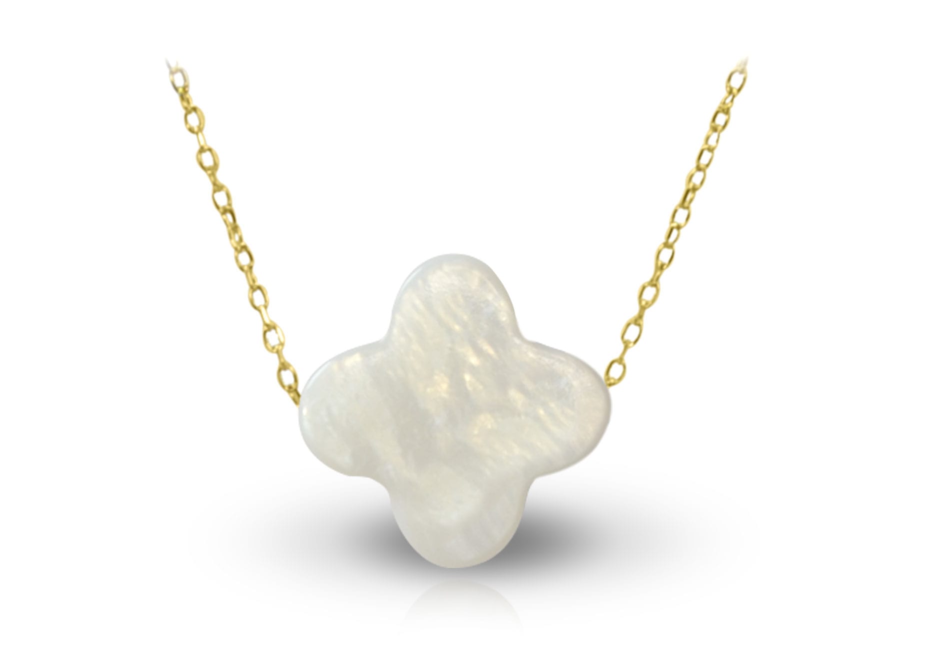 Vera Perla 10k Gold Plum Flower Shape Mother of Pearl Necklace