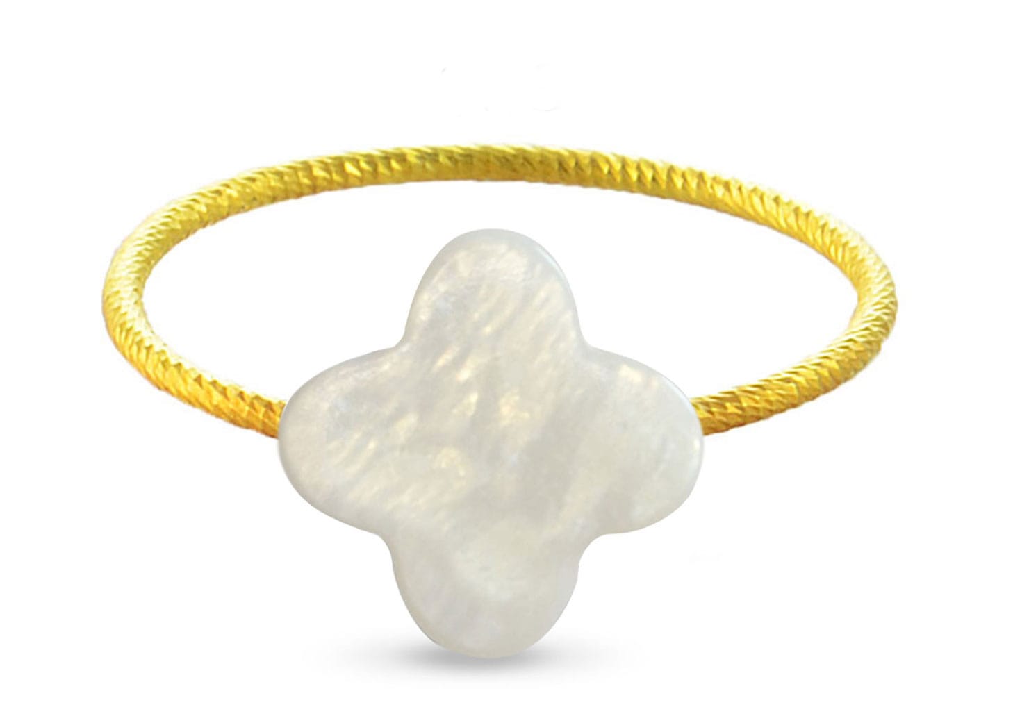 Vera Perla 10k Gold Plum Flower Shape Mother of Pearl Ring
