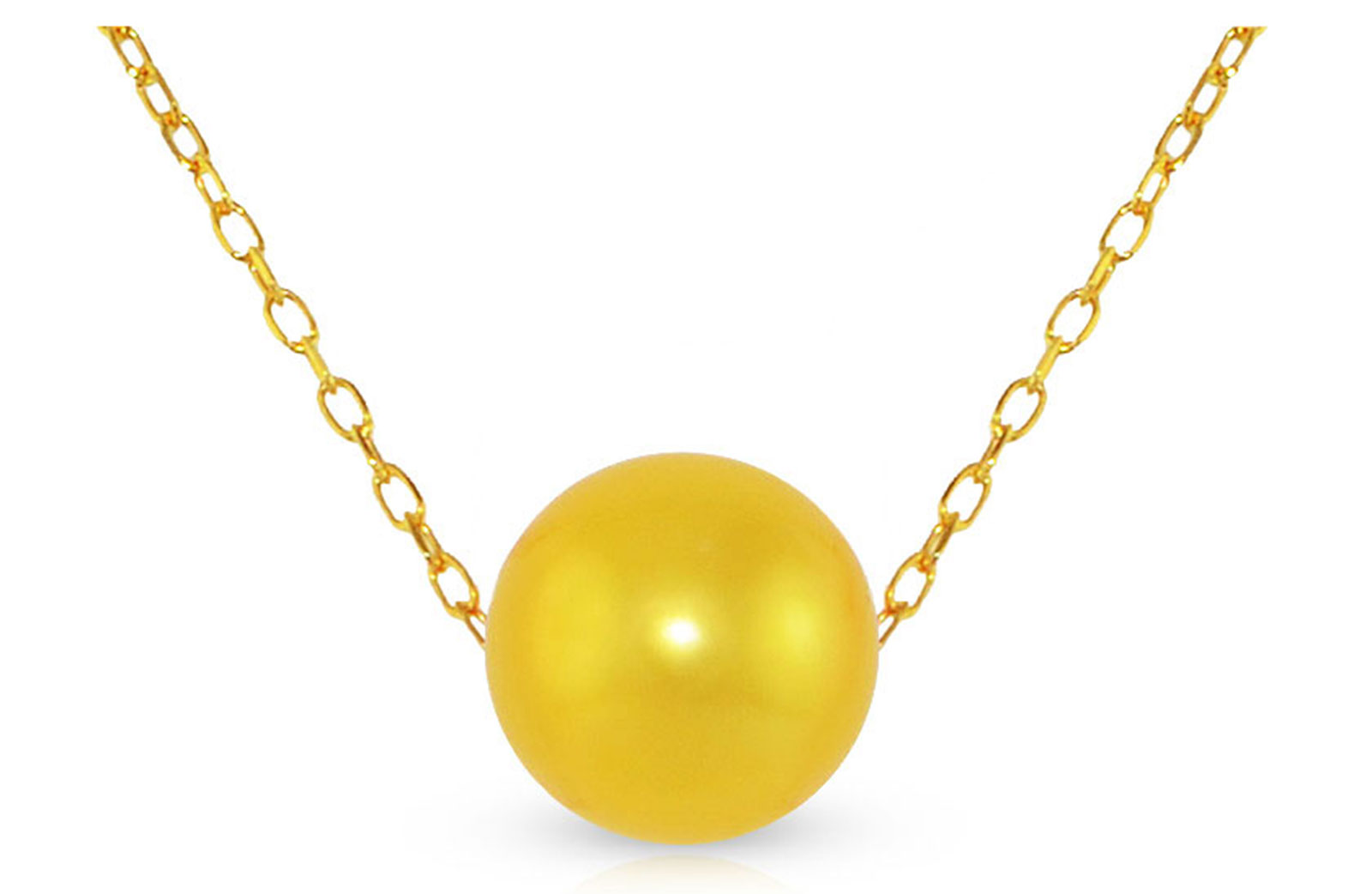 Vera Perla 10K Gold Simple 7mm Golden Pearl Necklace