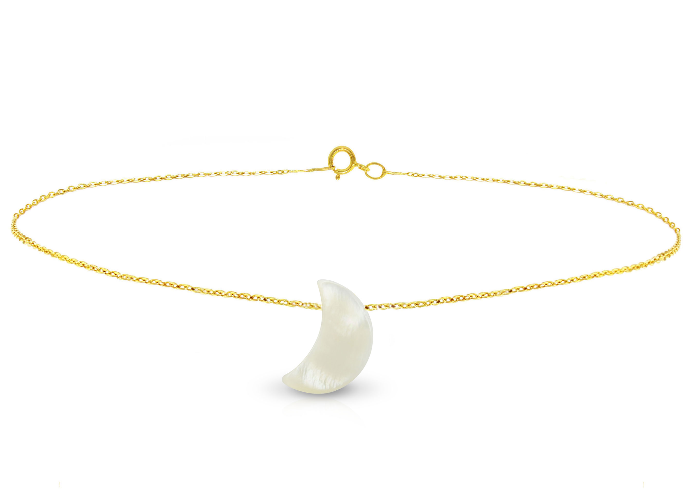 Vera Perla 10k Gold Small Crescent Shape Mother of Pearl Bracelet