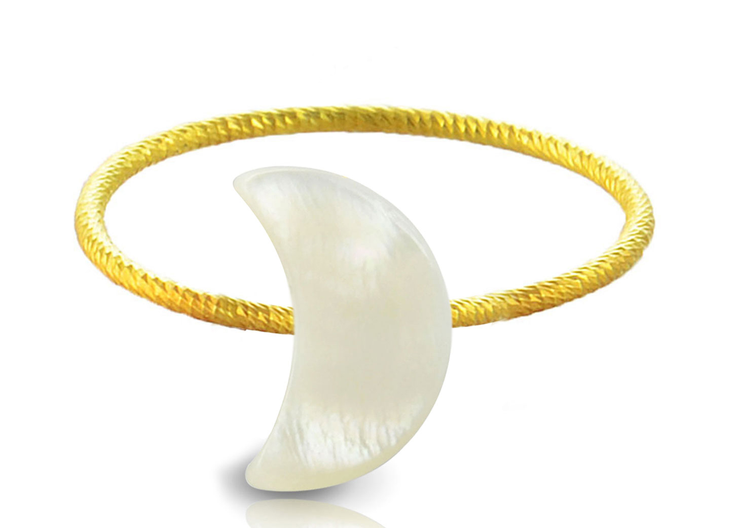 Vera Perla 10k Gold Small Crescent Shape Mother of Pearl Ring