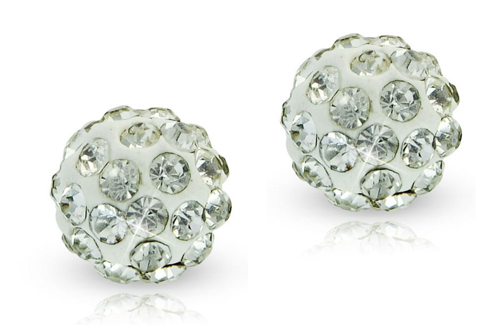Vera Perla 10k Solid Gold 10mm Simple Crystal Ball Earrings