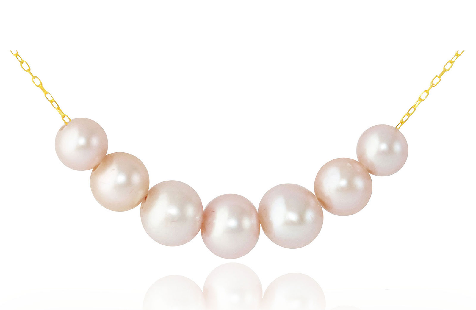 Vera Perla 10k Solid Gold 5-7mm Gradual Light Purple-Lavender  Pearl Necklace
