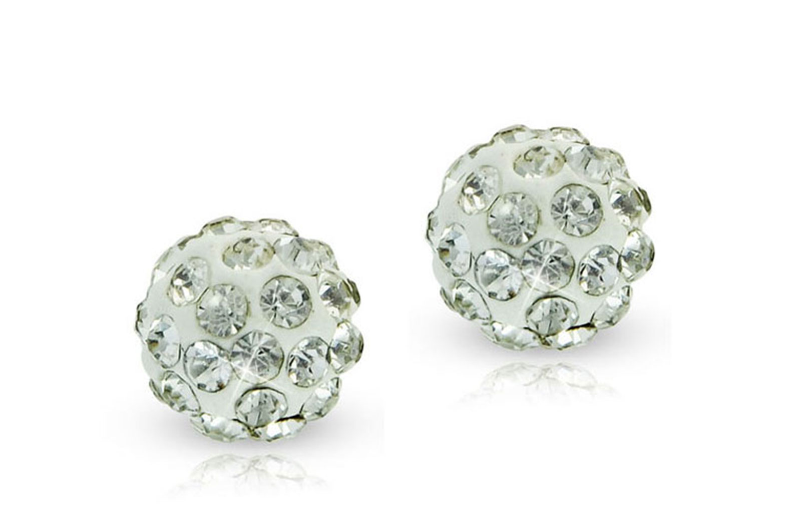 Vera Perla 10k Solid Gold 6mm Simple Crystal Ball Earrings