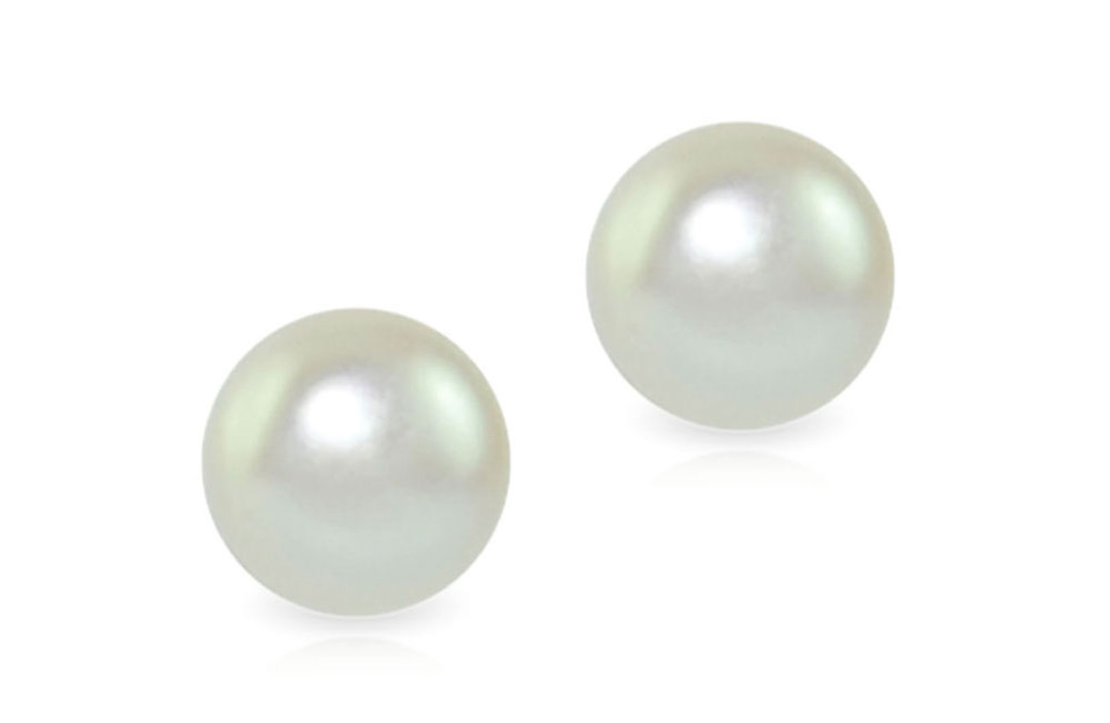 Vera Perla 10k Solid Gold 6mm Simple White Pearl Earrings
