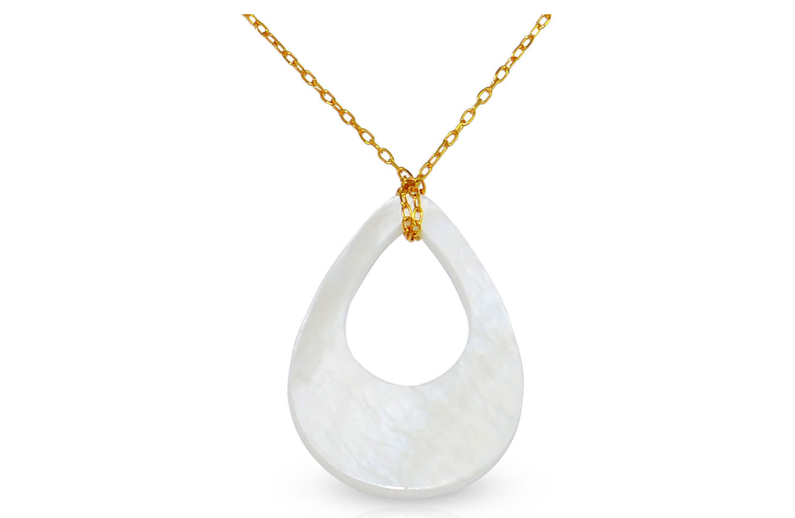 Vera Perla 10K Solid Gold Mother of Pearl Drop Shell Necklace