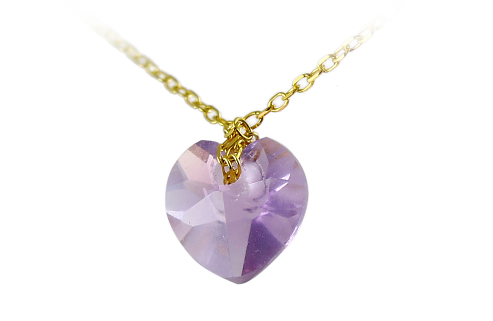 Vera Perla 10k Yellow Gold 7mm Heart Cut Genuine Amethyst Necklace 