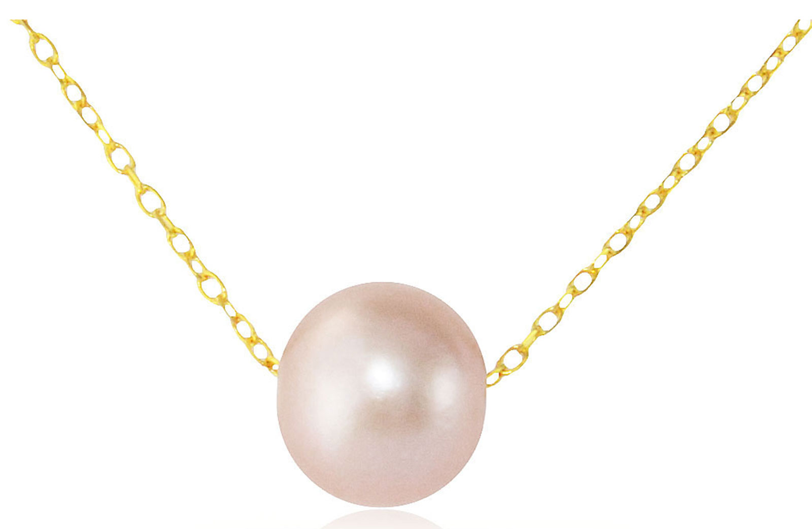 Vera Perla 10K Yellow Gold Simple 7mm Purple Pearl  Pendant Necklace 10KSPN 