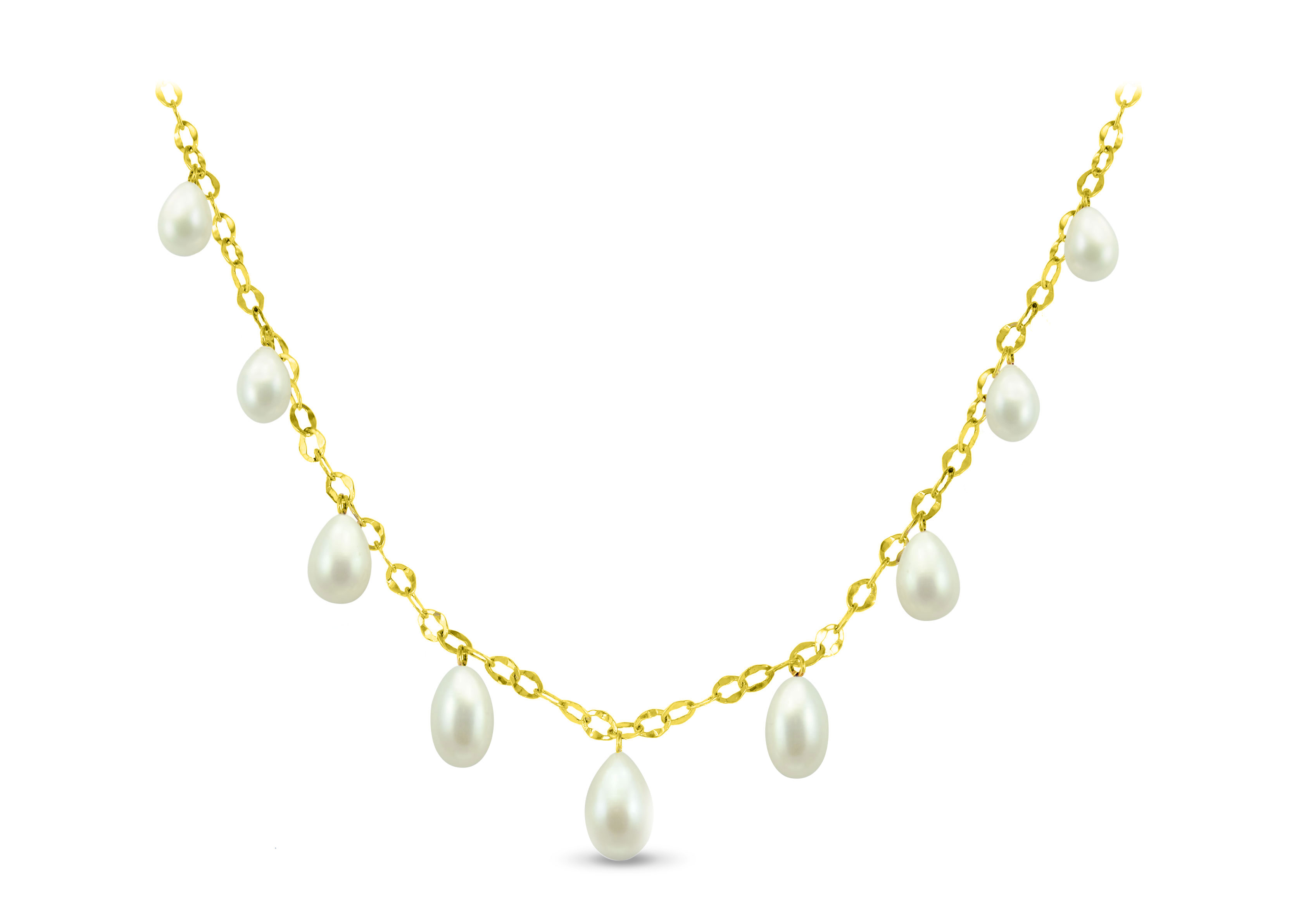 Vera Perla 18K Gold  Pearl Drops Necklace