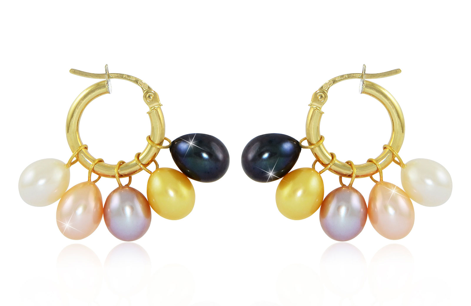 Vera Perla 18k Gold  Twisted Hoop Interchangeable Pearls Earrings