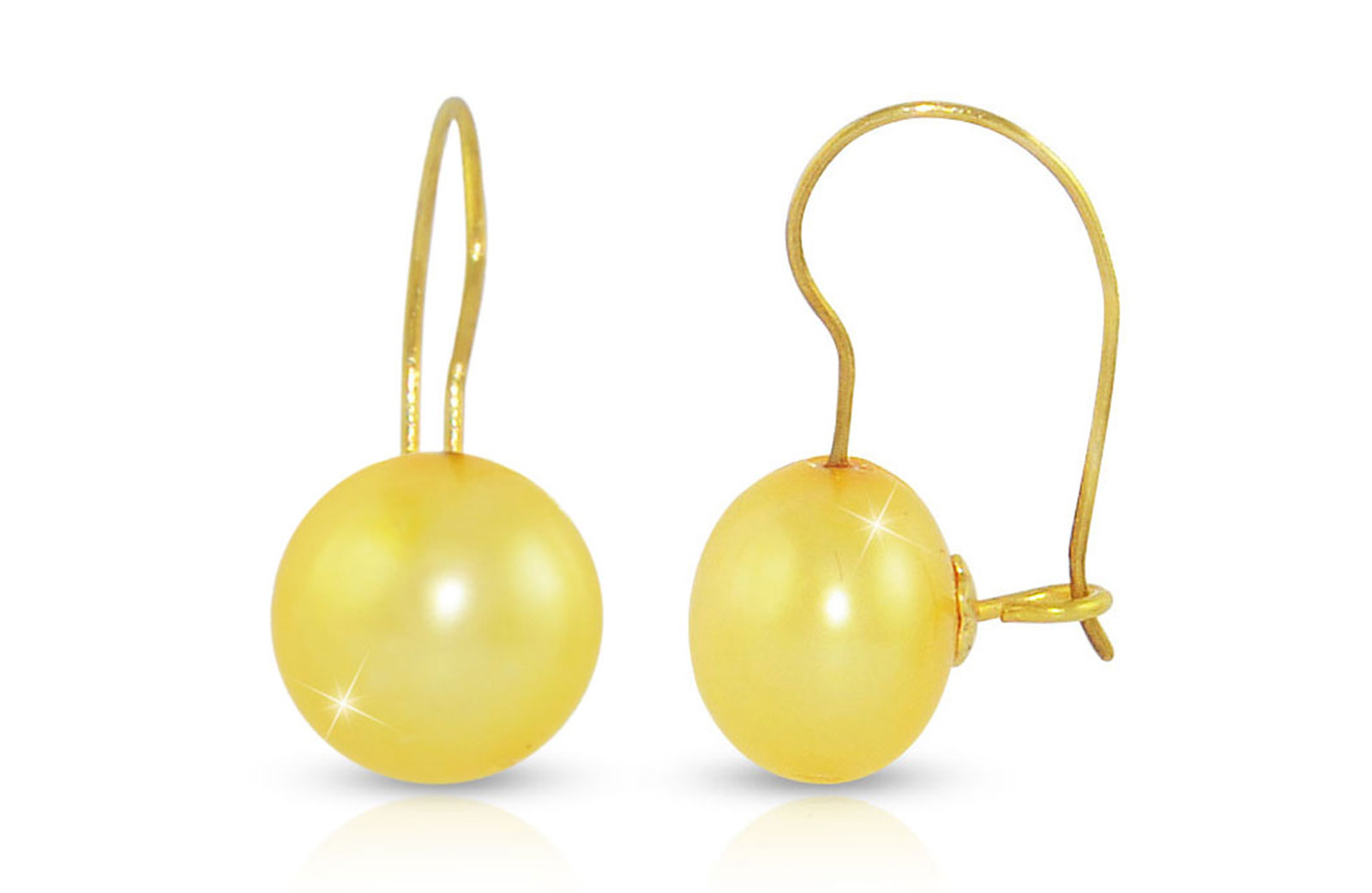 Vera Perla 18K Gold 7mm Genuine Button Pearls Golden Earrings