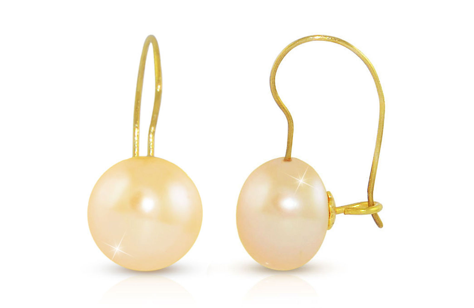 Vera Perla 18K Gold 7mm Genuine Button Pearls Pink Earrings