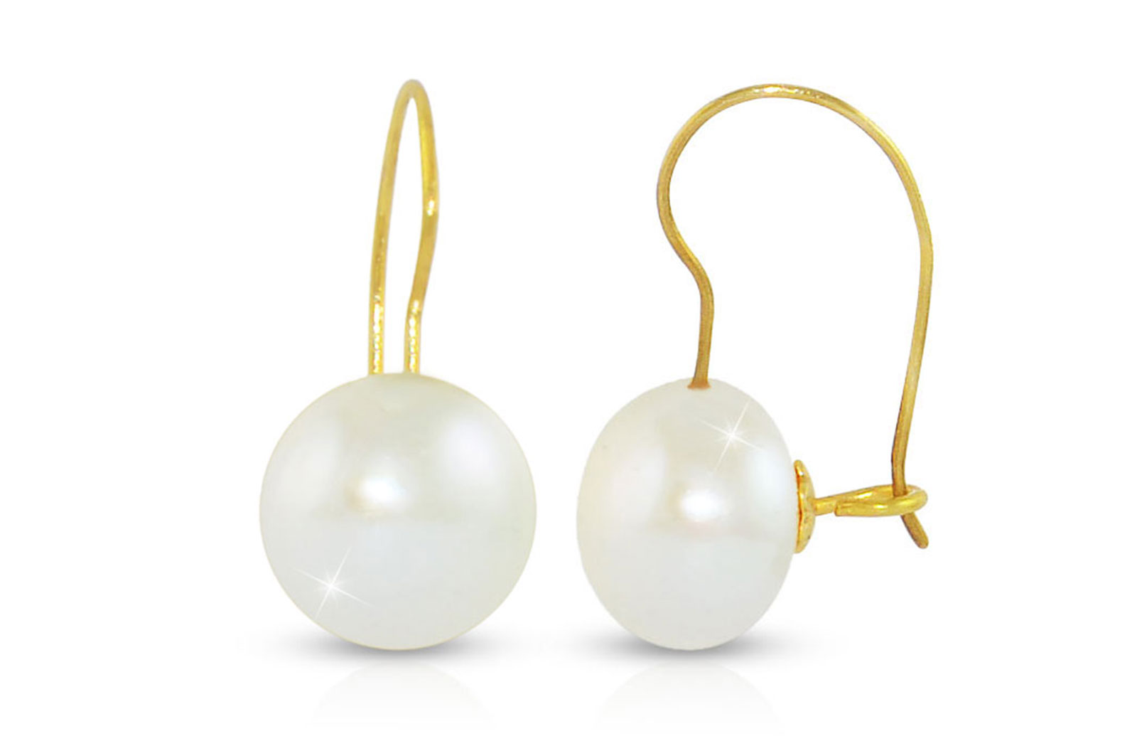 Vera Perla 18K Gold 7mm Genuine Button Pearls White Earrings