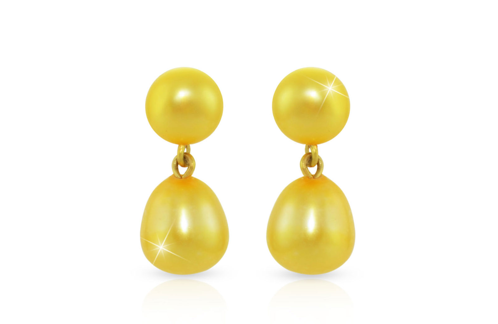 Vera Perla 18K Gold 7mm Genuine Pearls Drop and Dangle Golden Earrings