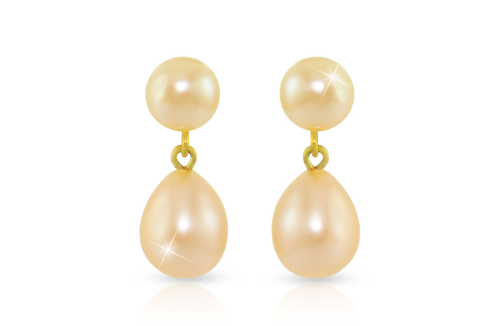 Vera Perla 18K Gold 7mm Genuine Pearls Drop and Dangle Pink Earrings