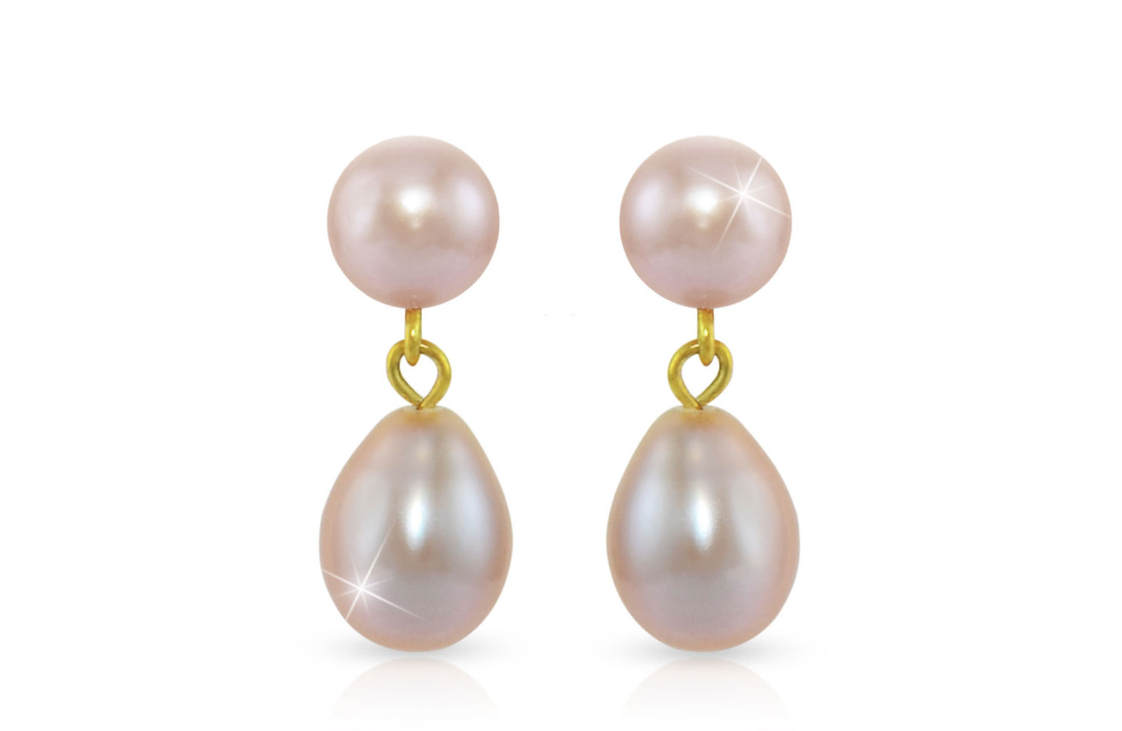 Vera Perla 18K Gold 7mm Genuine Pearls Drop and Dangle Purple Earrings