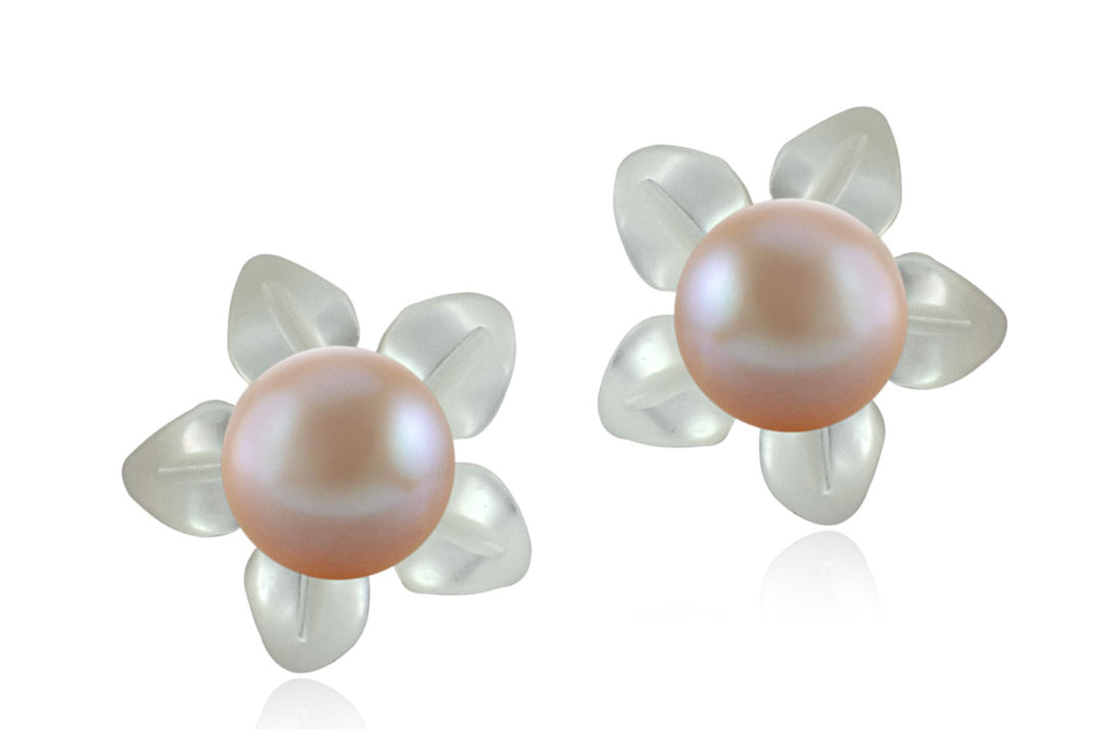 Vera Perla 18k Gold, 7mm Purple Pearl Flower Shell Screw Back Earrings