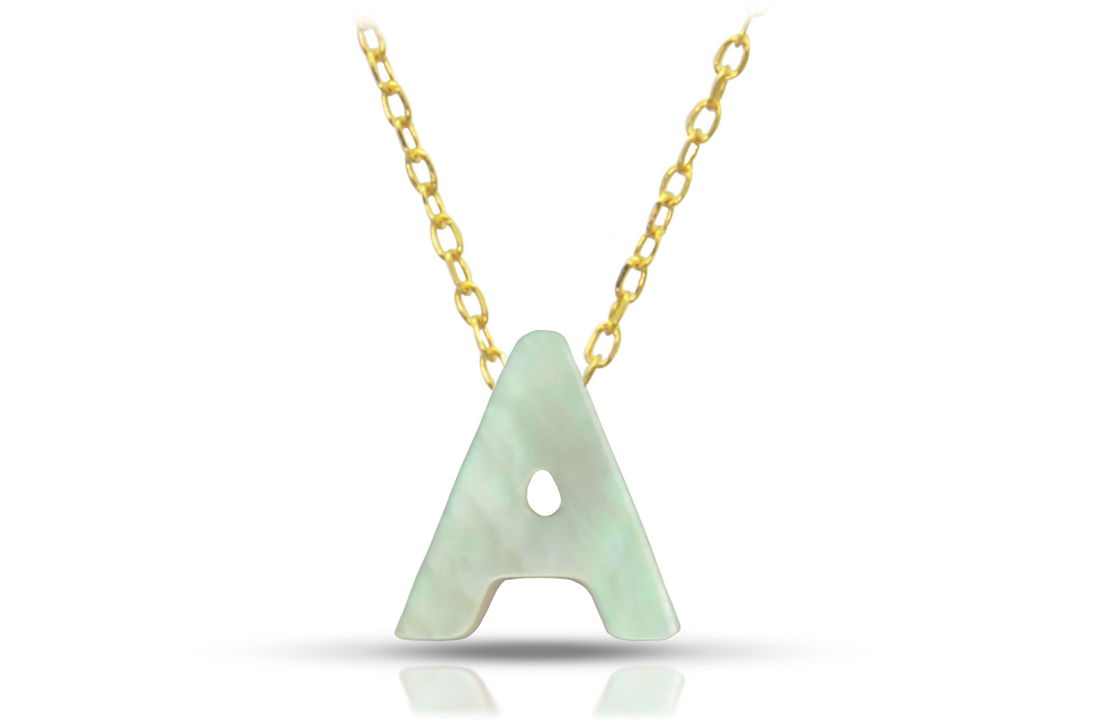 Vera Perla 18K Gold A Letter  Mother of Pearl Necklace