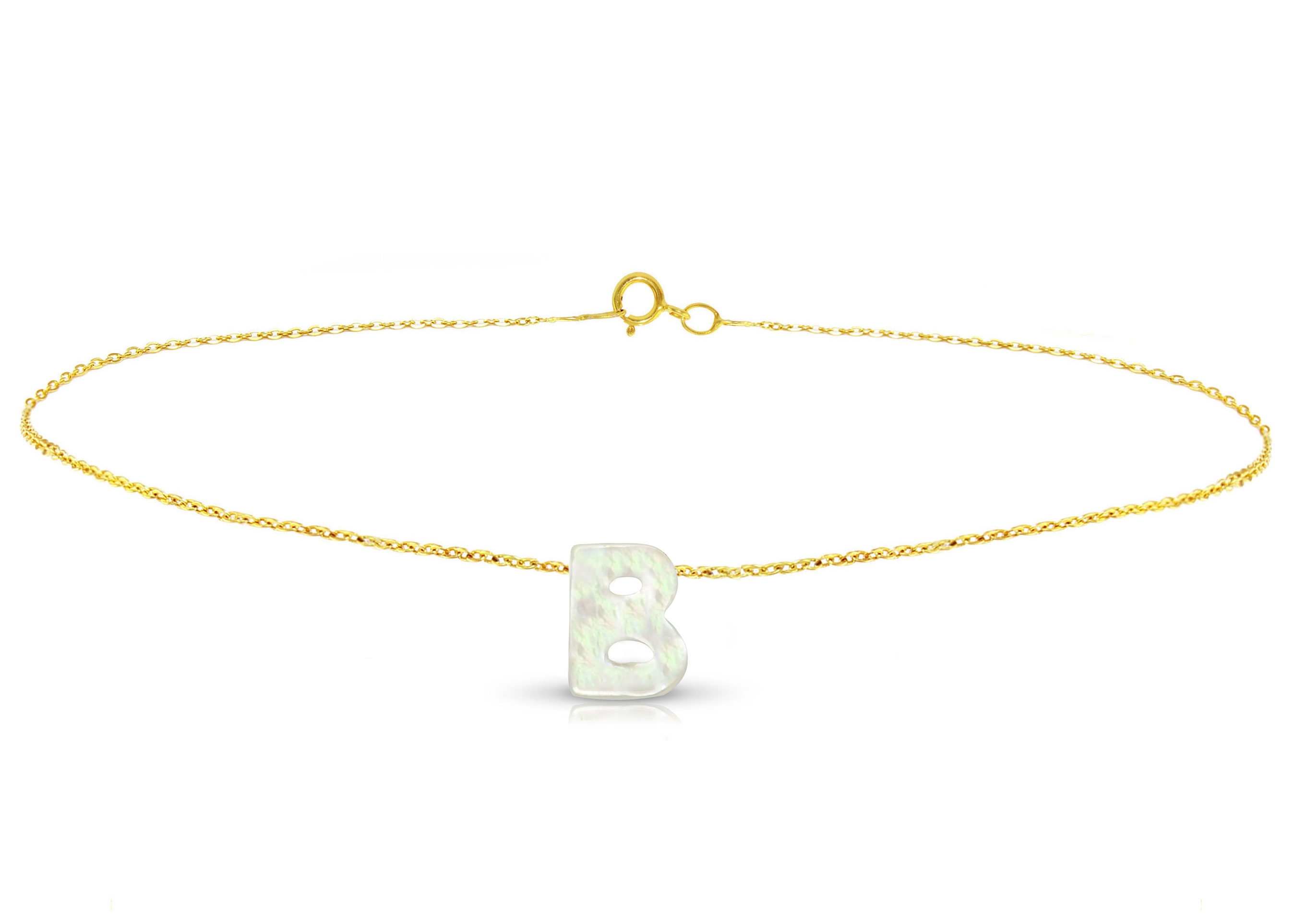 Vera Perla 18K Gold B Letter  Mother of Pearl Bracelet