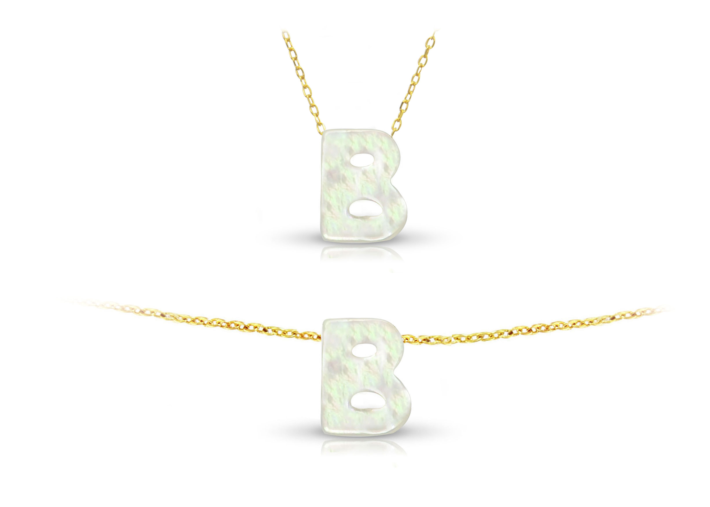 Vera Perla 18K Gold B Letter  Mother of Pearl Jewelry Set