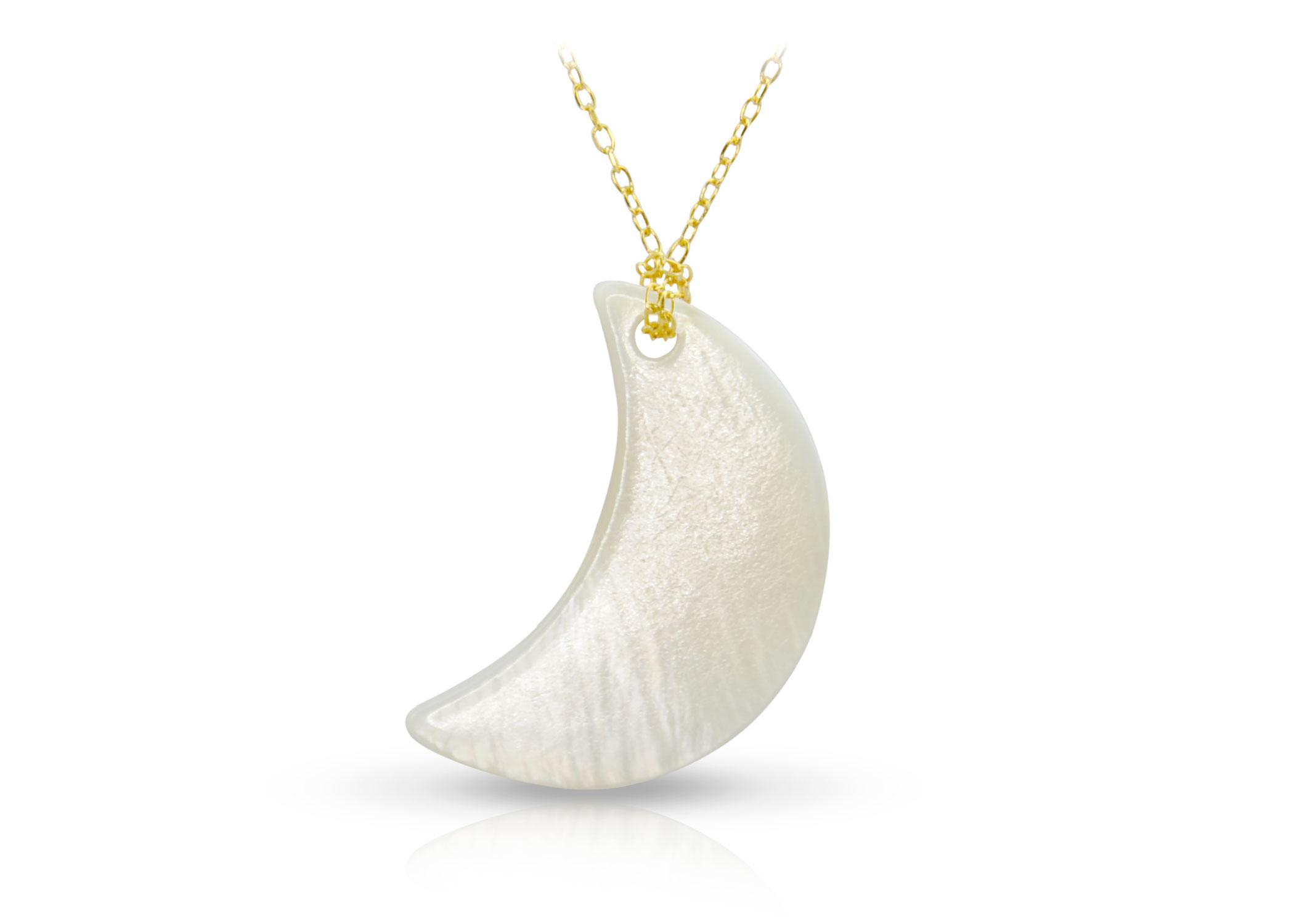 Vera Perla 18K Gold Big Crescent Shape Mother of Pearl Necklace