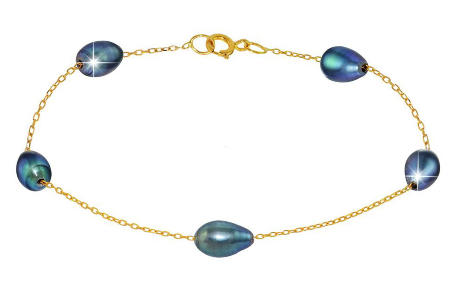 Vera Perla 18K Gold Black Pearl Bracelet