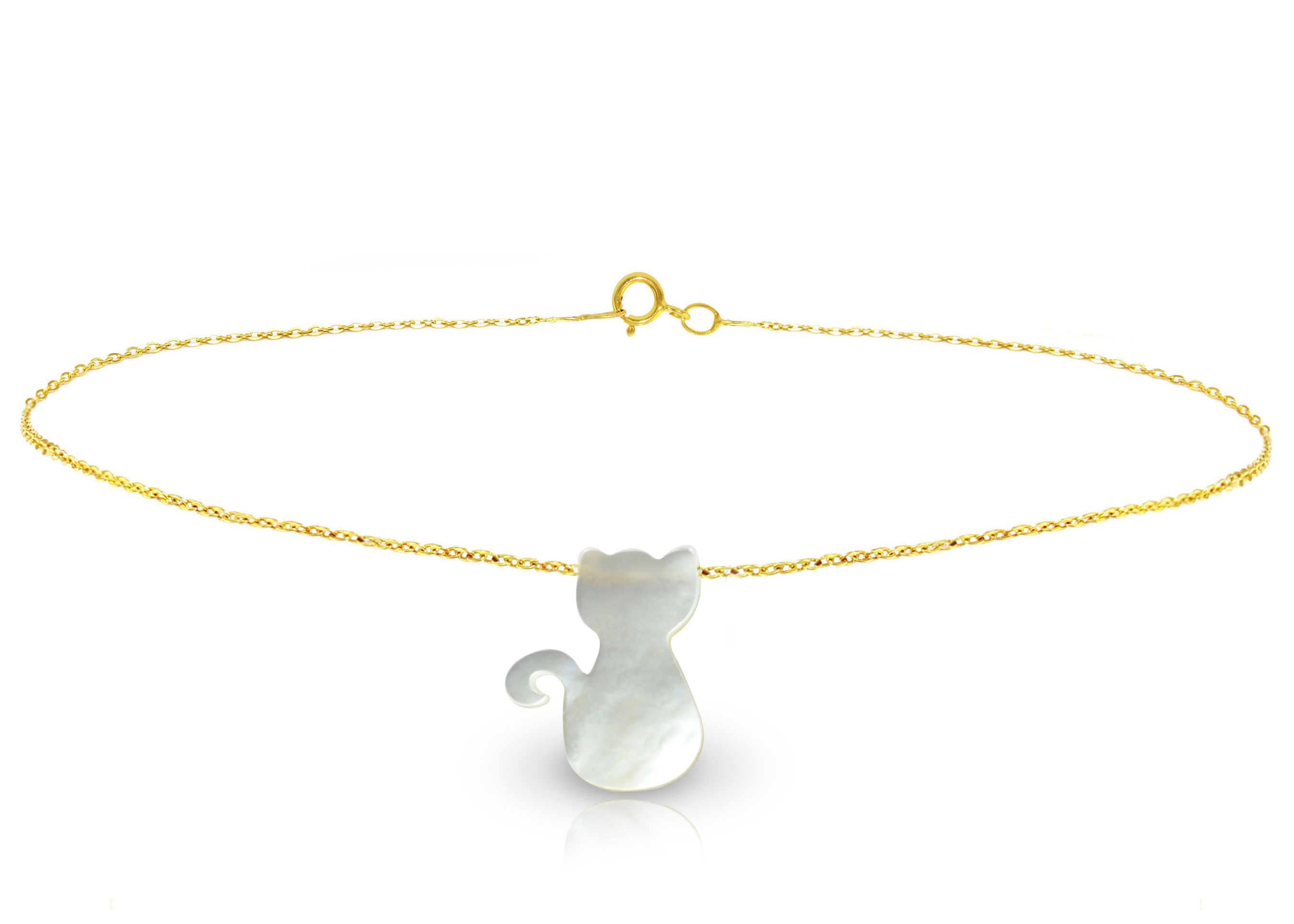 Vera Perla 18K Gold Cat Shape Mother of Pearl Bracelet