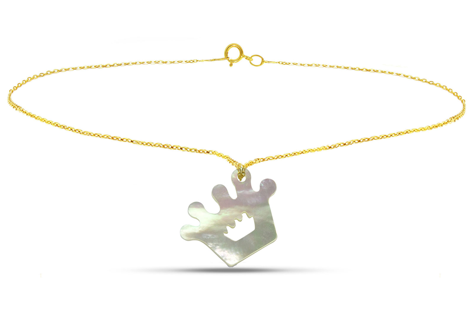 Vera Perla 18K Gold Crown Mother of Pearl Bracelet