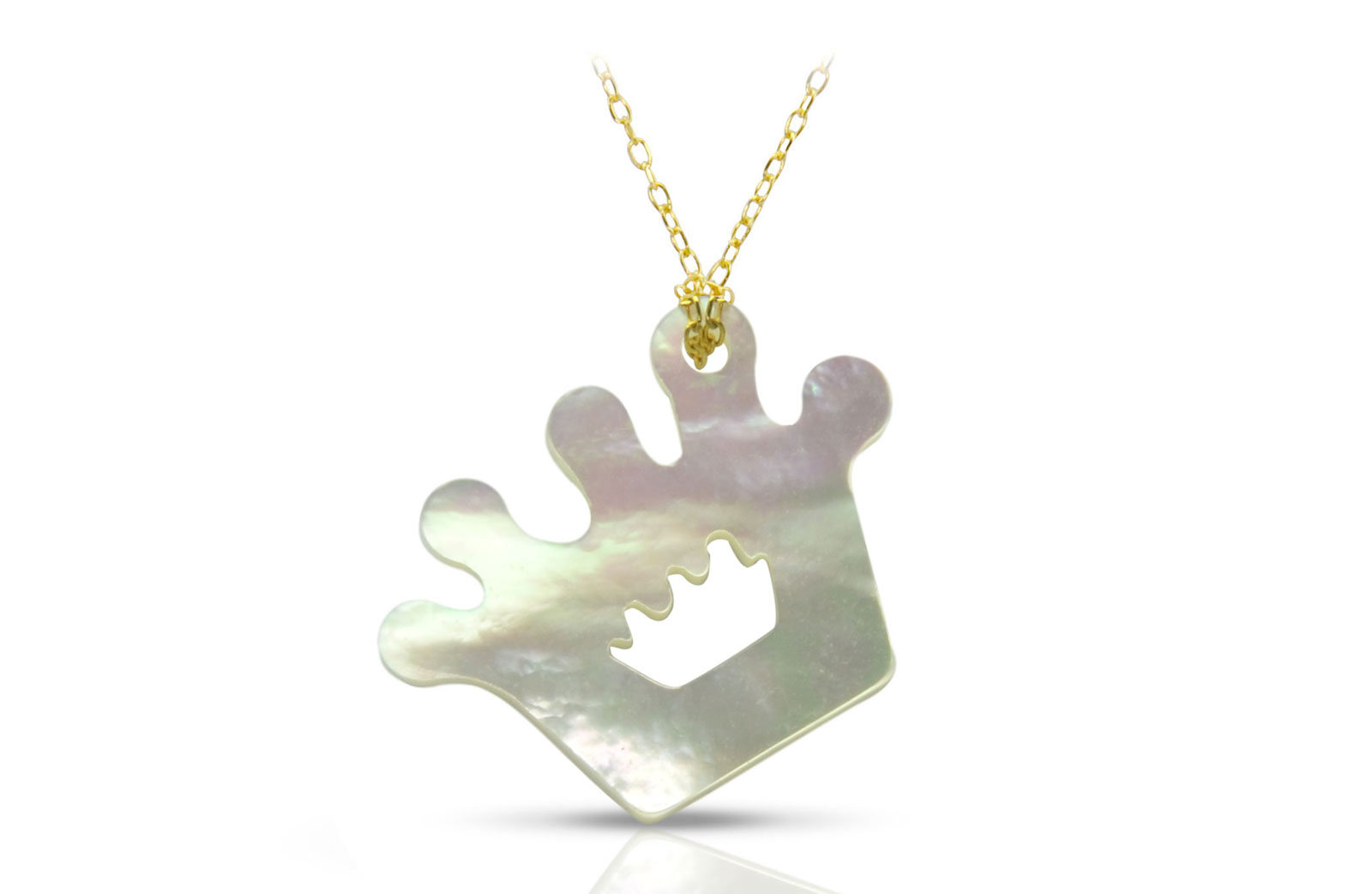Vera Perla 18K Gold Crown Mother of Pearl Necklace